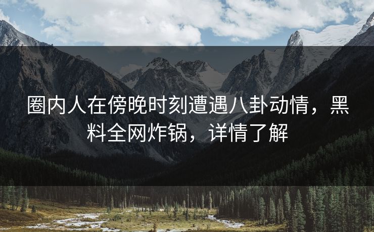 圈内人在傍晚时刻遭遇八卦动情，黑料全网炸锅，详情了解