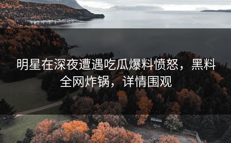 明星在深夜遭遇吃瓜爆料愤怒，黑料全网炸锅，详情围观